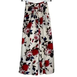 PAPILLION HIGH RISE WIDE LEG FLORAL PRINT BELTED PANTS‎ SIZE S